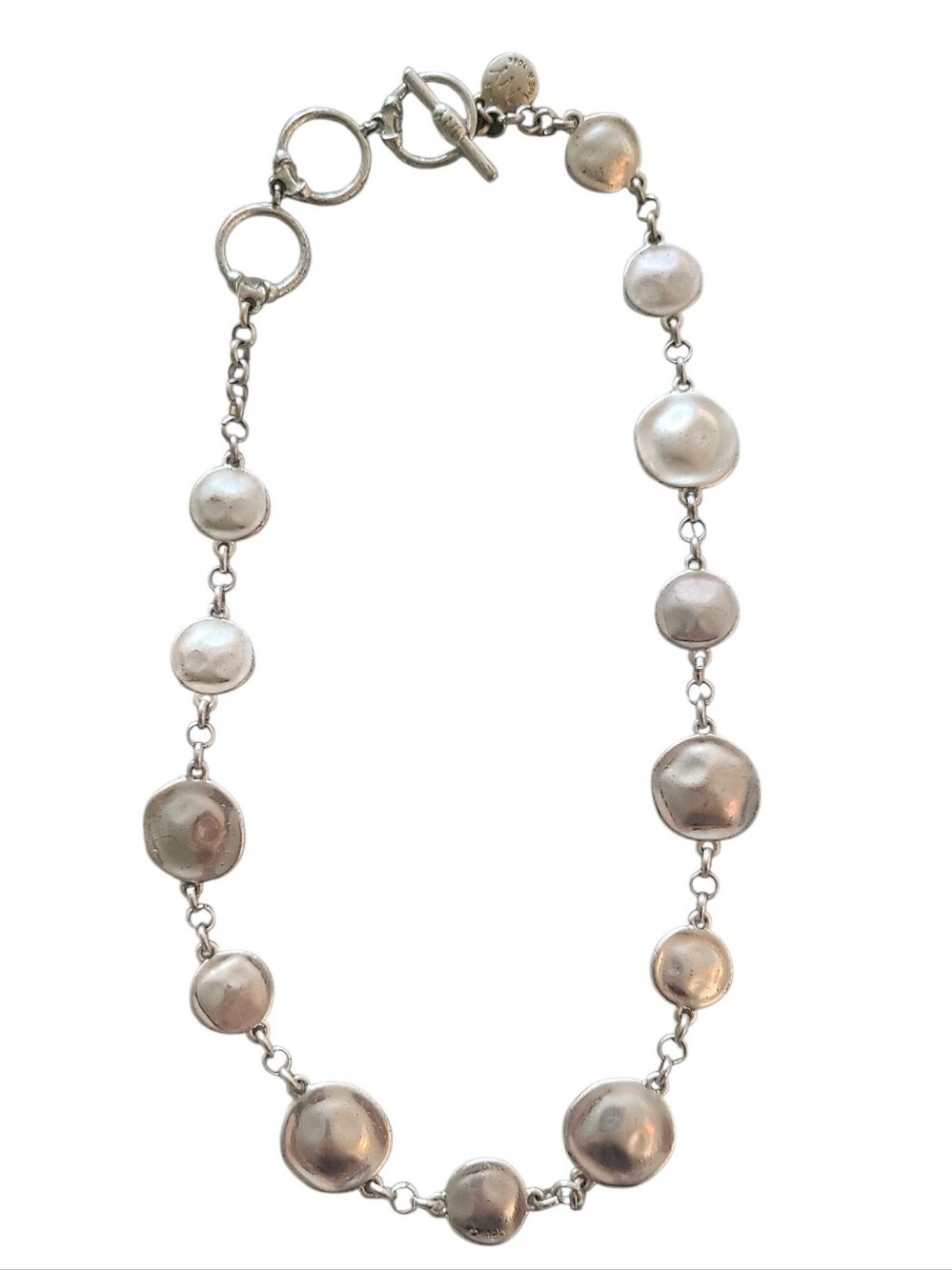 Jones New York Silver Disc-Link Necklace Polished Concave Circles